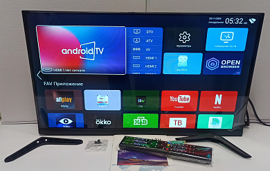 Телевизор 24" Smart TV, Android 14, черный
